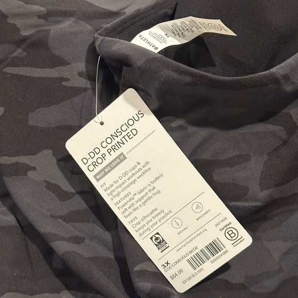 Athleta Conscious Crop Sports Yoga Bra Black Camo Camouflage Plus 3X D DD+ NWT - Picture 8 of 11